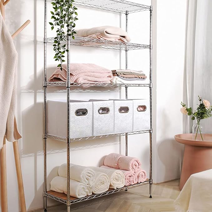 BNSPLY 5 Tier Wire Shelving Unit, Height Adjustable Wire Shelves with NSF Certified, Metal Storage Rack Shelf Unit for Laundry, Kitchen, Bathroom, Pantry, Closet (14" D x 35.5" W x 71" H, Chrome)-NeatNest