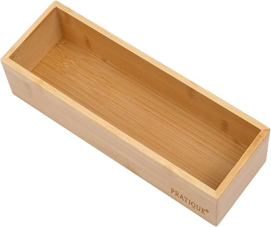 Bamboo Drawer Organizer - Kitchen Utensil Organizer Silverware Tray Cutlery Holder，Office Desk Supplies and Accessories (8.9x3x2.6 inch)-NeatNest