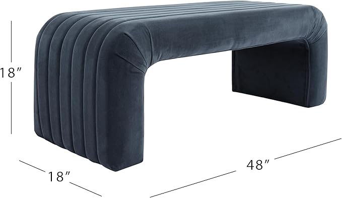 HomePop Arch Channel Bench|Bench for Living Room & Bedroom | Decorative Home Furniture - Blue Velvet