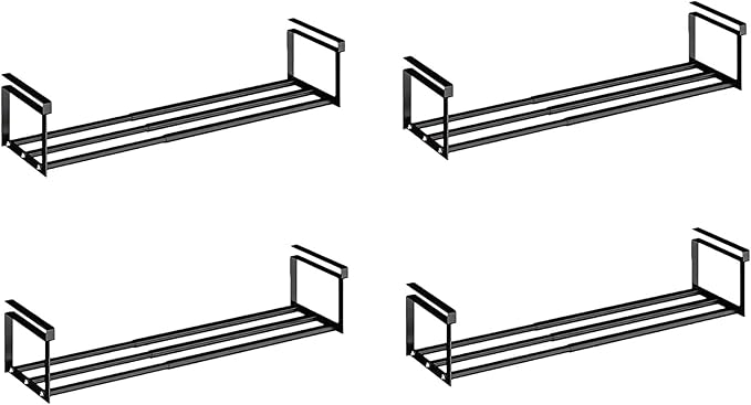 Expandable Shoe Rack Organizer - Adjustable Shoe Rack & Under Cabinet Shelf - for Shoe or Clothing Storage and Organization, Under Shelf Storage (Black,4 Pcs)-NeatNest