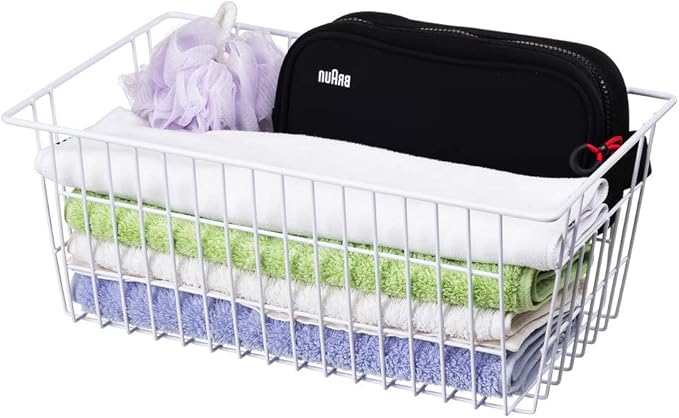 SANNO 14" Freezer Baskets Wire Storage Baskets for Organizing Pantry Organization Bins Cabinets - Metal Basket Kitchen, Laundry, Garage, Fridge, Bathroom Countertop Organizer-NeatNest