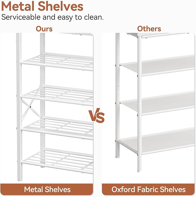 Shoe Rack for Entryway, 5 Tier Shoe Organizer with 2 Non-Woven Drawers, Metal Storage Shoe Shelf for 16-20 Pairs of Shoes, with Wooden Top and Steel Frame, Shoe Stand for Closet Greige-NeatNest
