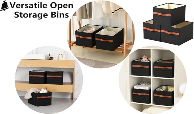ALYER Collapsible Fabric Storage Organizer with Handles,Shelf Bins Box Container for Bedroom Office Closet Babies Nursery Toys Books Clothes (Black, 15.8" x 12" x 10")