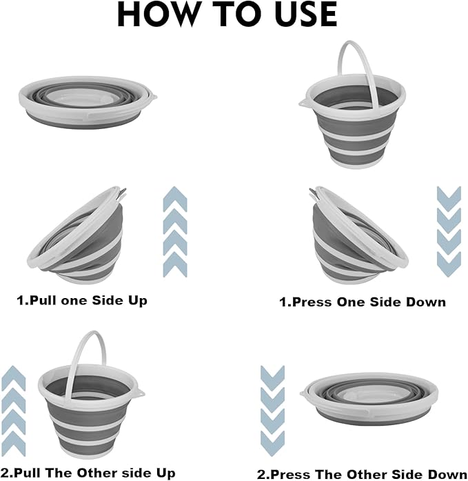 Collapsible Water Bucket with Handle. 2.6-Gallon Capacity, Designed for Outdoor Car Washing, Fishing, and Household Cleaning. Portable and Space-Saving-NeatNest