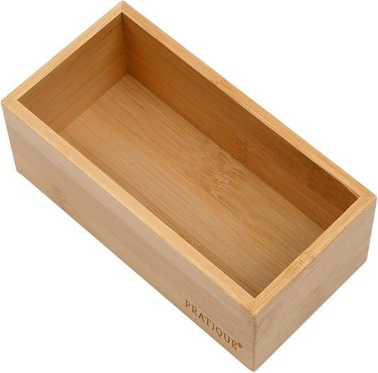 Bamboo Drawer Organizer - Kitchen Utensil Organizer Silverware Tray Cutlery Holder，Office Desk Supplies and Accessories (5.9x3x2.6 inch)-NeatNest