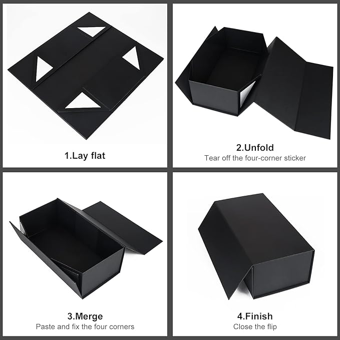 Black Gift Box 10" x 6" x 3" with Magnetic Closure Lid Gift Boxe for Presents,Bridesmaid Gifts Boxes,Cute Box,Birthday Box,Luxury for Gift Packaging, Magnetic Gift Boxe for Wrapping Gifts (Black)-NeatNest
