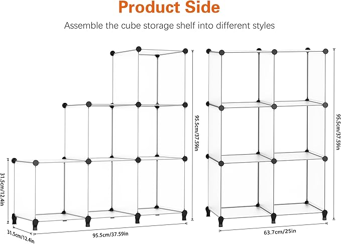 HOMIDEC 6-Cube Storage Organizer, Closet Organizer Storage Shelf Bookcase Bookshelf with Metal Hammer, Storage Cubes Organizer Cabinet for Kids, Closet, Bedroom, Bathroom, (11.8x11.8x11.8 inch)-NeatNest