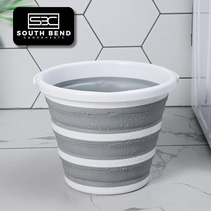 South Bend Components 2.6 Gallons Collapsible Bucket with Handle, Space Saving Design Portable Foldable Water Pail for Indoor/Outdoor, Mop, Boating, Camping, and Fishing (1-Pack)-NeatNest