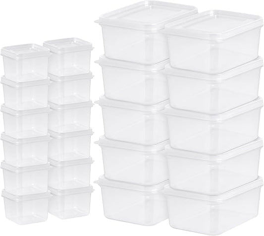 IRIS USA Meal Prep Containers, 44 Piece, 12oz + 45oz Combo Set, 22 Food Containers With Lids, To Go Take Out Plastic Food Storage, Food Prep Lunch Snack, Microwave Dishwasher Freezer Safe, BPA Free