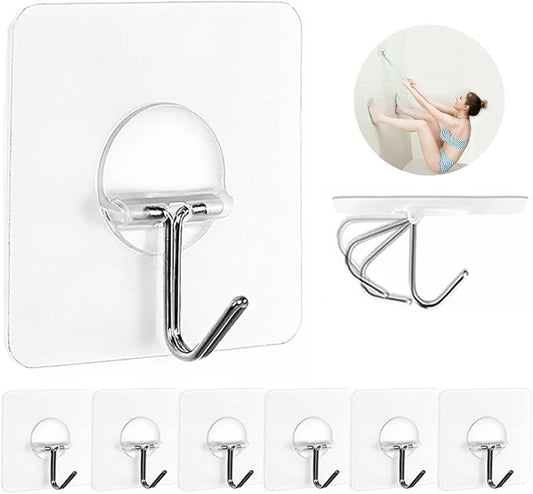 Adhesive Wall Hooks for Hanging Heavy Duty Towel Coat Hooks Waterproof Transparent Hook for Bathroom Shower Kitchen Keys Door Outdoor Home Improvement Utility Hook 8 Pack-NeatNest