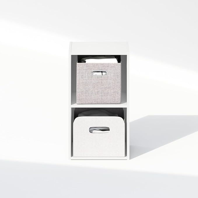 Furinno Reed 2-Tier Open Shelf Multipurpose Closet & Clothing Storage, Storage Organizer, White-NeatNest
