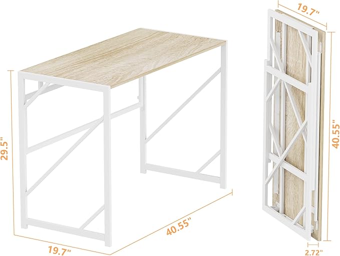 Elephance Folding Desk Writing Computer Desk for Home Office, No-Assembly Study Office Desk Foldable Table for Small Spaces-NeatNest