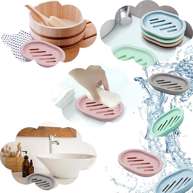 4Pcs Double-Layer Bar Soap Holder for Shower Soap Dish with Drain Soap Saver Box Container Plastic Soap Dish for Bathroom Counter,Kitchen,Toilet-NeatNest