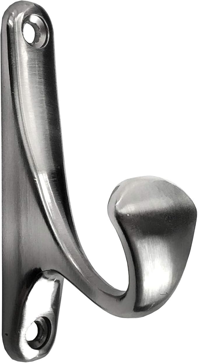 ANGSTROM 10-Pack Bath Hook, Wall Mounted Single Prong Holder for Bathroom Robes and Towels (Brushed Nickel)