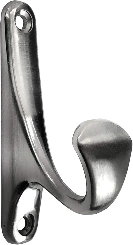 ANGSTROM 10-Pack Bath Hook, Wall Mounted Single Prong Holder for Bathroom Robes and Towels (Brushed Nickel)