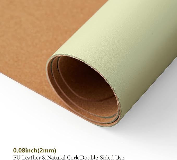 Cork Desk Mat - Dual-Sided Desk Pad for Office and Home - Desk Organization and Accessories - Ideal for Large Mouse Pad and Desk Mats on Top of Desks(Light Green,80cmx 40cm)-NeatNest