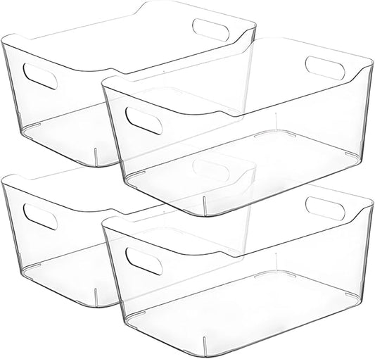 Clear Extra Large Plastic Storage Bins, Pantry Organizers and Storage Containers Fridge Organizer Bins for Organizing Home, Kitchen Organization. Bathroom, Refrigerator, Freezer, Laundry Room-NeatNest