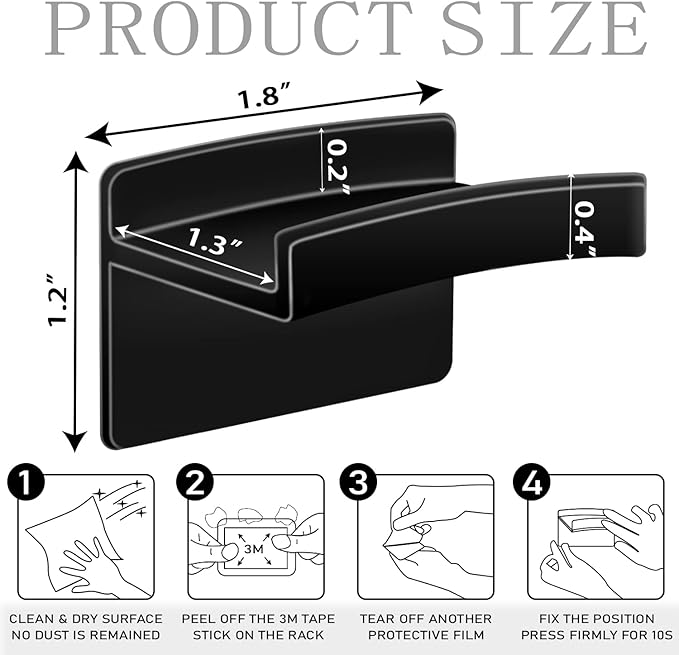 Hat Hooks for Wall, Headband Holder Adhesive No Drilling Hat Racks Organizer for Door Closet, Black, 28-Pack-NeatNest