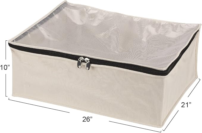 Household Essentials 3364-1 Cotton Canvas Blanket Storage Bags | Natural, Off-White-NeatNest