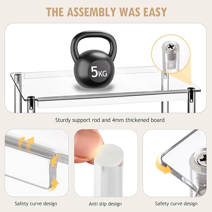 Clear Acrylic Cabinet Organizer Shelf, Set of 2 Spice Rack Organizer for Kitchen, Countertop Desk Organizers Display Riser Shelves, Stackable Kitchen Cabinet Shelf, Pantry Storage-NeatNest