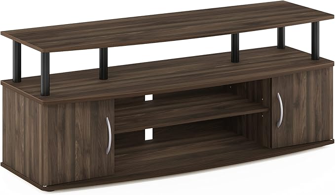 Furinno JAYA Large Entertainment Stand for TV Up to 55 Inch, Columbia Walnut/Black-NeatNest