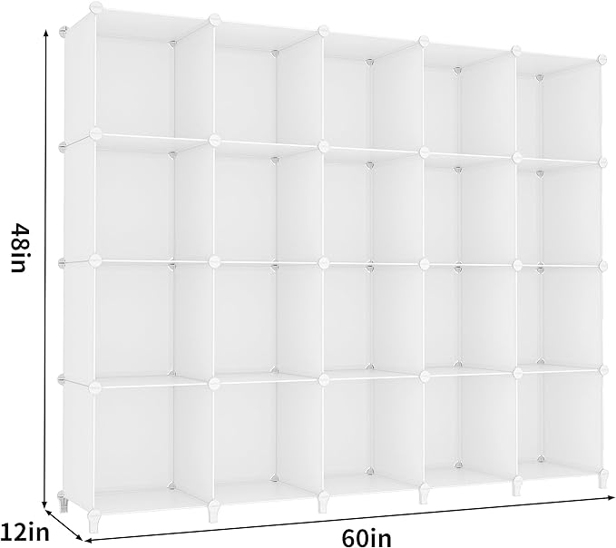 HOMIDEC 20-Cube Storage Shelf, Storage Bookcase Bookshelf with Metal Hammer, Storage Cubes Organizer Cabinet for Kids, Closet, Bedroom, Bathroom, (11.8x11.8x11.8 inch)-NeatNest
