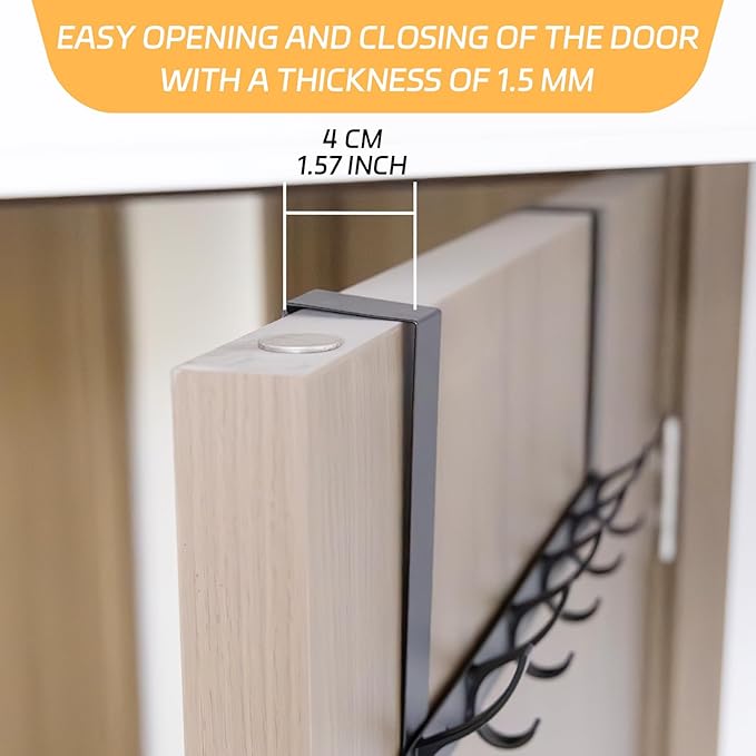 2 Pack Over The Door Hook，Door Hanger for Hanging，Over Door Hanger Holder for Coat Robe Hat Clothe Towels，Towel Racks for Bathroom with 12 Coat Hooks (Black, 2 Pack-6 Hooks)