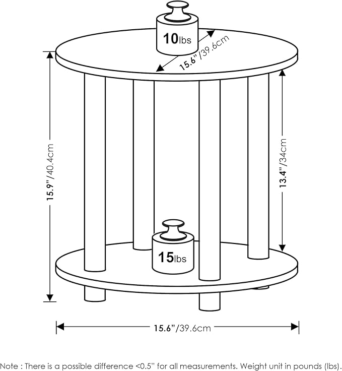 Furinno Turn-N-Tube Simple Design 2-Tier Round Wooden Small Coffee Table, Amber Pine-NeatNest