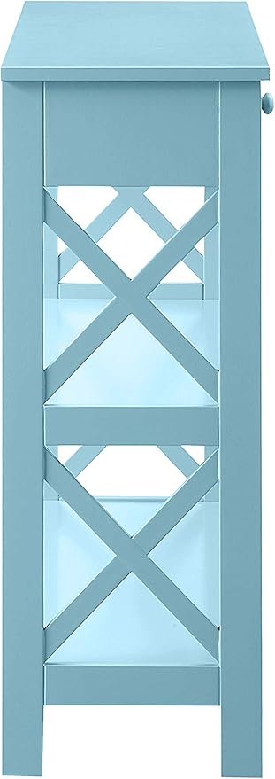 Convenience Concepts Oxford 1-Drawer Console Table 39.5" - Farmhouse Sofa Display with Storage Shelf For Living, Family, & Dining Room, Modern Entryway Hall Table for Kitchen, Bedroom, Sea Foam Blue-NeatNest