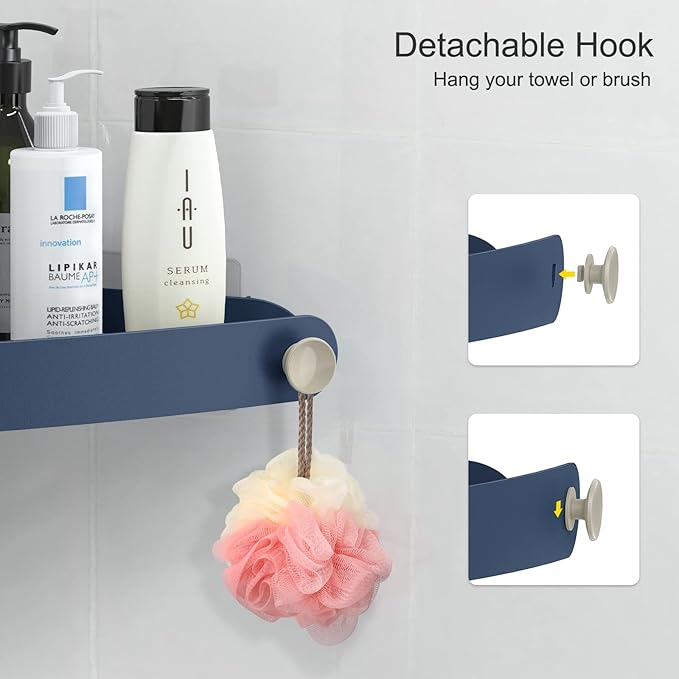 Sotfamily Shower Caddy Corner, 2 Pack Adhesive Corner Shower Shelves for Bathroom Organizers and Storage, Rust Free Plastic Rack for Bathroom Accessories & Decor, Navy