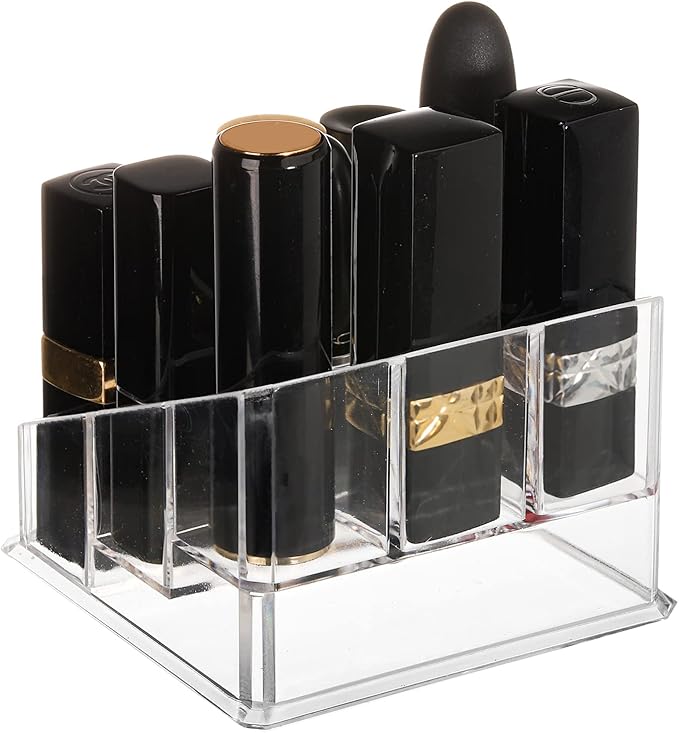 Foraineam 6 Pack Lipstick Holder Organizer, 9 Spaces Clear Lip Stick Storage Stand Container, Small Cosmetic Beauty Makeup Display Cases for Lipsticks, Lipgloss, Brushes, Bottles-NeatNest