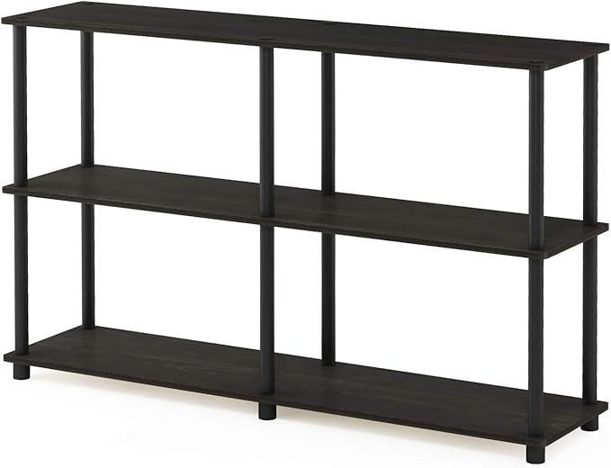Furinno Turn-N-Tube 3-Tier Double Size Storage Display Rack, Espresso/Black, Plastic Pole 2 x 2