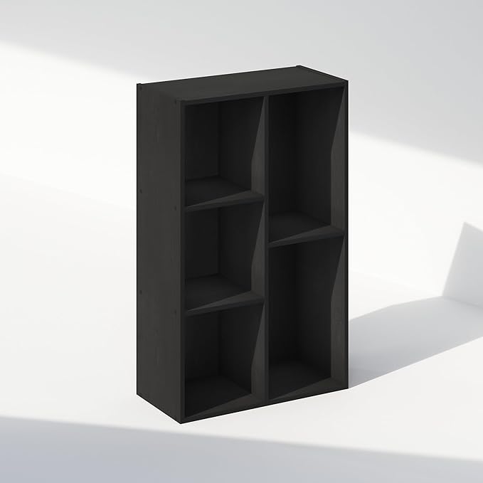 Furinno Reed 5-Cube Open Shelf Multipurpose Closet & Clothing Storage, Storage Organizer, Blackwood-NeatNest