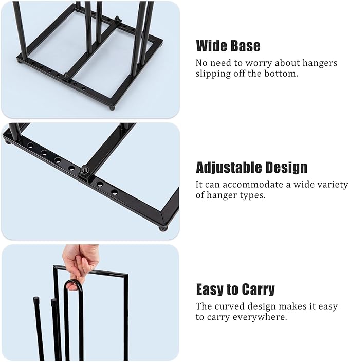 Hanger Stacker, Metal Hanger Storage Organizer Hold up to 60 Velvet Hangers, Space Saver Clothes Hanger Holder for Closet and Laundry, Black-NeatNest