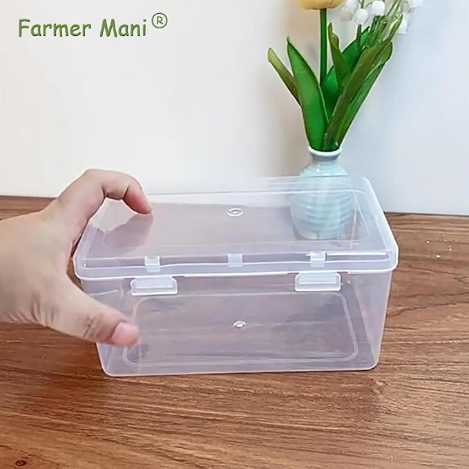 2 Pack Rectangular Clear Plastic Box Containers (6.77x3.78x3.67 Inches) with Buckle Lids,Rectangular Containers Case for Jewellery, Pills, Herbs, Tiny Bead, Craft Items-NeatNest