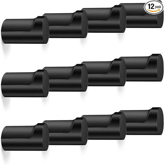 12 Pack Wood Wall Hooks, Black Decorative Coat Hooks Wall Mounted, Heavy Duty Entryway Hat Hooks Wall Hangers for Hanging Purse, Towels, Clothes, Backpack-NeatNest