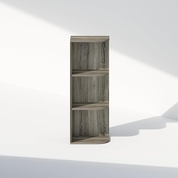 Furinno Reed 3-Tier Space Saving Corner Storage Display Shelf, French Oak-NeatNest
