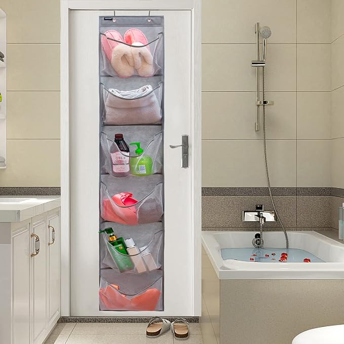 Extra Large Pockets Shoe Organizer for Closet Over The Narrow Door Hanging Shoe Holder Storage with 6 Mesh Pockets (6 Large Pockets)-NeatNest