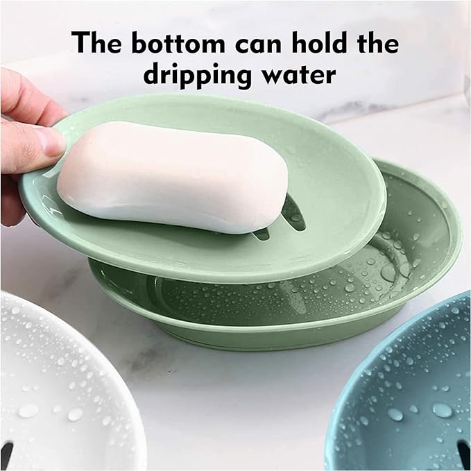 3-Pack Soap Dish with Drain Soap Holder, Soap Saver Easy Cleaning, Stop Mushy Soap Tray for Shower Bathroom Kitchen (3 White)-NeatNest