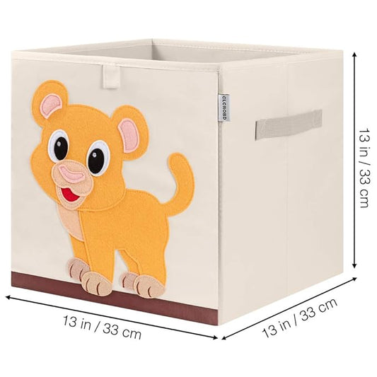 CLCROBD Foldable Animal Cube Storage Bins Fabric Toy Box/Chest/Organizer for Kids Nursery, 13 inch (Baby Lion)-NeatNest