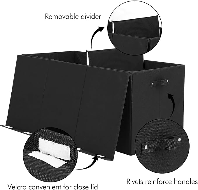Extra Large Toy Box 167L, Sturdy Toy Storage Chest Organizer Bin Baskets with 2 Removable Divider for Boys, Girls, Kids, Nursery, Bedroom, Playroom, 35.5"x17" x17" (Linen Black)-NeatNest
