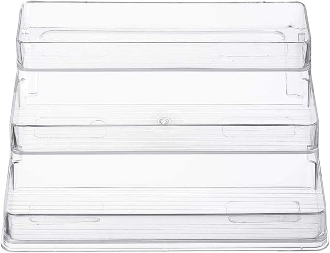 Home Intuition 3-Tier Spice Rack Step Shelf Cabinet Organizer, Clear (2)-NeatNest