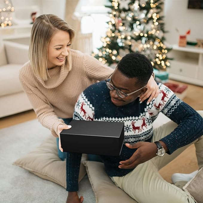 Black Gift Box 10" x 6" x 3" with Magnetic Closure Lid Gift Boxe for Presents,Bridesmaid Gifts Boxes,Cute Box,Birthday Box,Luxury for Gift Packaging, Magnetic Gift Boxe for Wrapping Gifts (Black)-NeatNest