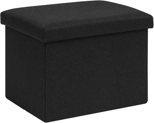B FSOBEIIALEO Folding Storage Ottoman Cube Linen Ottomans for Living Room, Bedroom, Home Office, Dorm Storage Footrest Black 16.5"x12.6"x12.6"