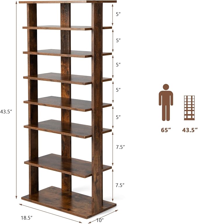 Tangkula 8-Tier Vertical Shoe Rack, Space-Saving Corner Shoe Organizer for 14 Pairs, Narrow Shoe Storage for Entryway, Front Door, or Closet-NeatNest