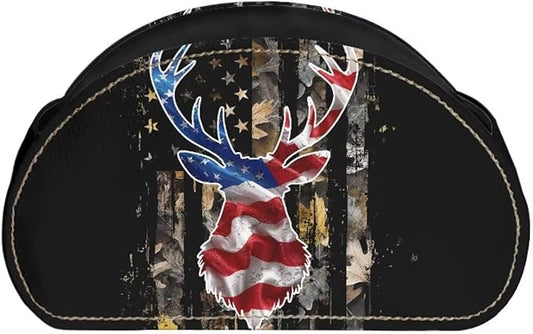 Flag Reindeer Pattern Print Office Desk Organizers with 5 Compartments, Remote Control Holder - Desktop/TV Stand/Nightstand Remote Caddy,for Glasses/Cosmetic Brushs/Pens Black-NeatNest