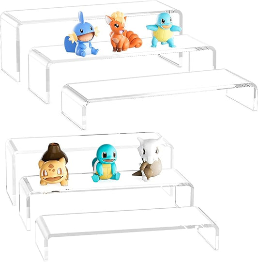 Acina Clear Acrylic Display Risers: 4mm-Thickened Transparent 6Pcs Display Stand shelf - 6Tiers Rectangular tiered Ideal for Collectibles Party Cake Dessert Holder Floating Visual Display Shelves-NeatNest