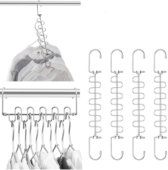 Meetu Space Saving Hangers Magic Cloth Hanger Metal Closet Organizer (Pack of 12)-NeatNest