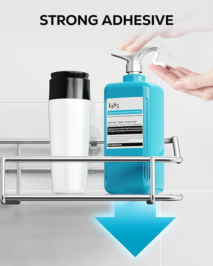 Nieifi Shower Caddy Shelf Storage Rack Adhesive Without Drilling Stainless Steel with Hooks for Washroom, Lavatory, Restroom, Toilet, Bathroom, Kitchen - 2 Pack-NeatNest