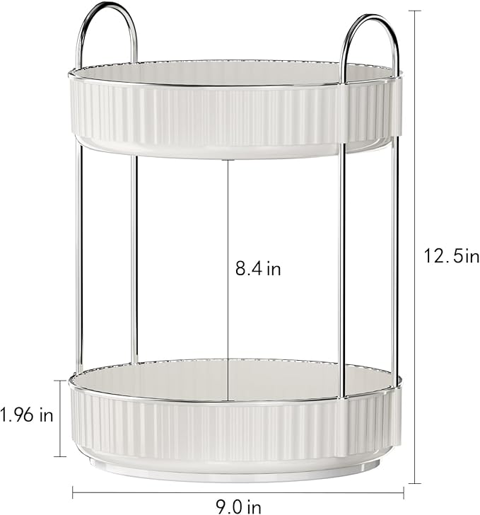 Rotating Makeup Organizer for Vanity, 2 Tier High-Capacity Skincare & Makeup Storage, Perfume Organizer, Cosmetic Dresser, Countertop 360 Spinning-NeatNest